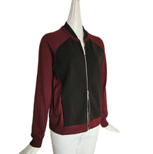 MARNI BURGUNDY/BLACK KNIT BOMBER JACKET (40)