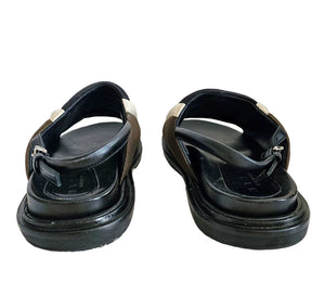 MARNI BLACK/BROWN FABRIC FUSSBETT SANDALS (37.5)