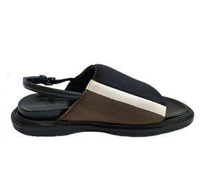 MARNI BLACK/BROWN FABRIC FUSSBETT SANDALS (37.5)