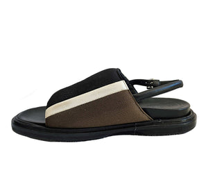 MARNI BLACK/BROWN FABRIC FUSSBETT SANDALS (37.5)
