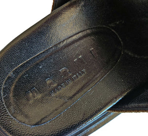 MARNI BLACK/BROWN FABRIC FUSSBETT SANDALS (37.5)