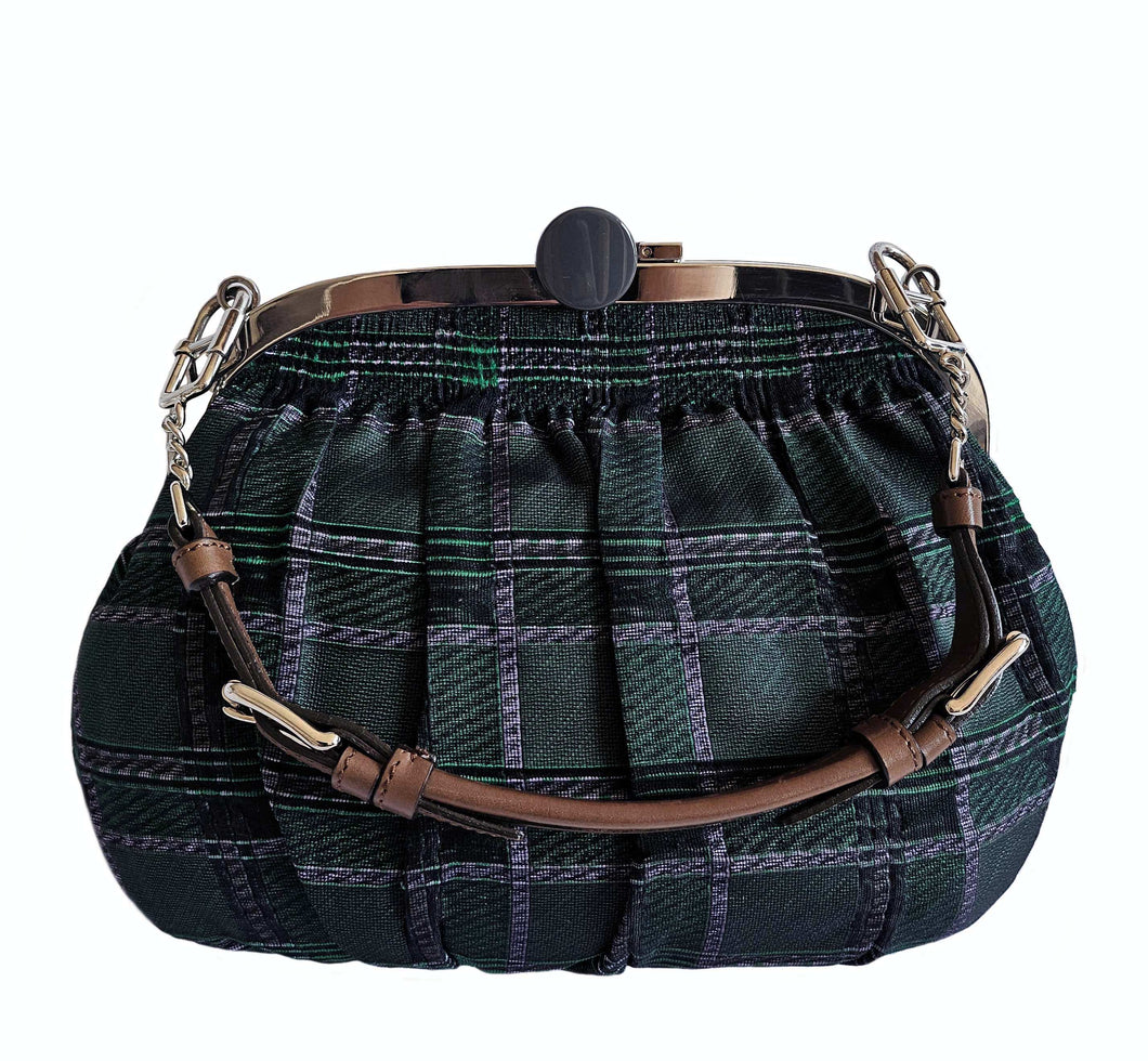 MARNI SILK TARTAN JACQUARD FRAME BAG