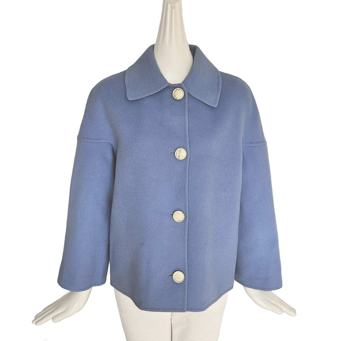 MARNI POWDER BLUE WOOL/CASHMERE SHORT COAT (40)