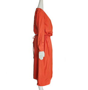 MARNI ORANGE DRAWSTRING MIDI DRESS (40)