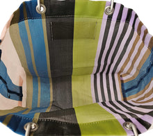 MARNI MULTICOLOAR PLASTIC STRIPED MARKET TOTE BAG