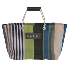 MARNI MULTICOLOAR PLASTIC STRIPED MARKET TOTE BAG