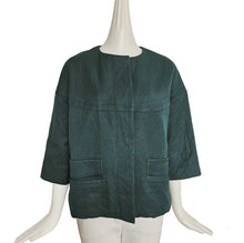 MARNI TEAL WRINKLED FLARE JACKET (40)