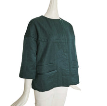 MARNI TEAL WRINKLED FLARE JACKET (40)