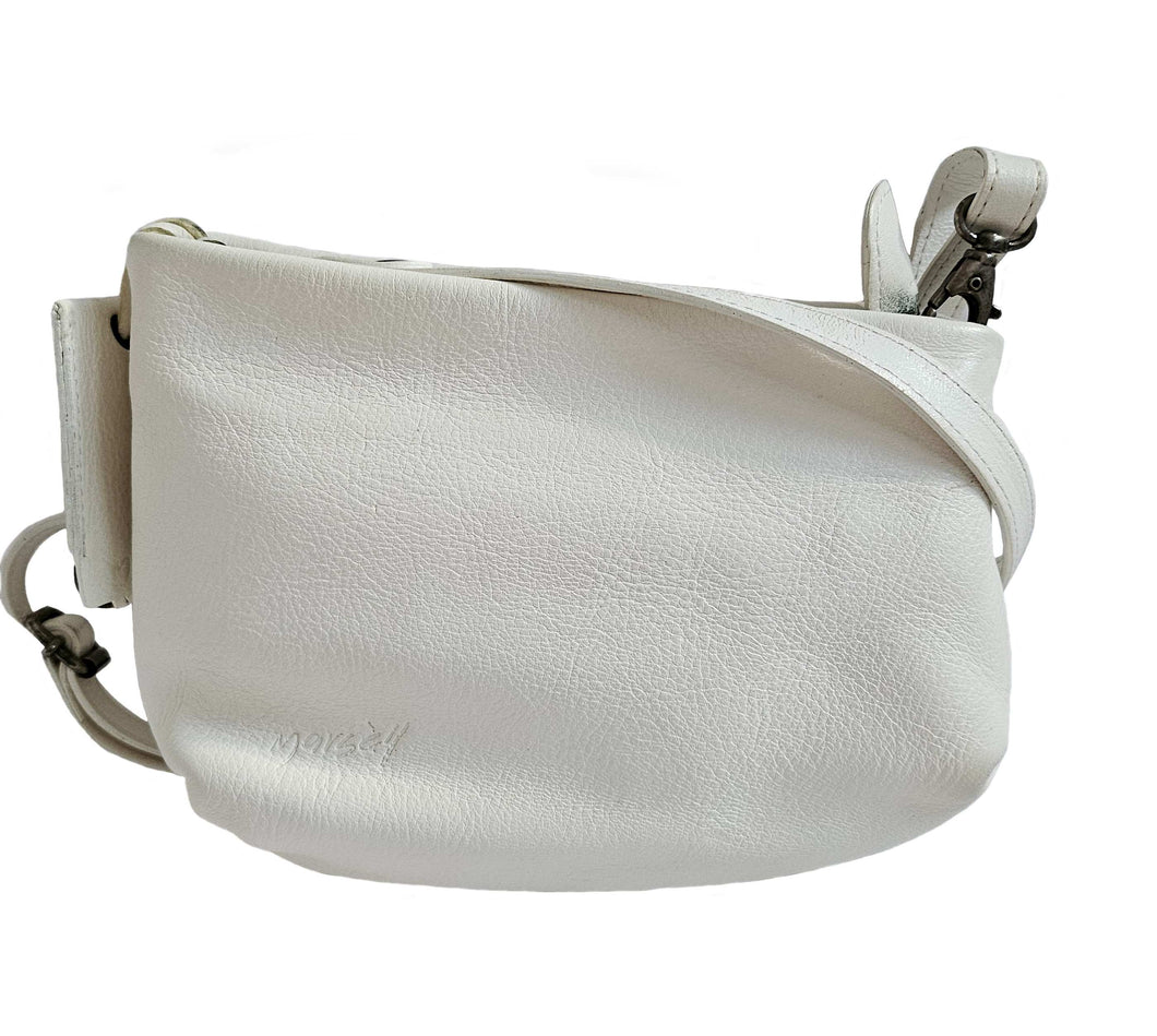 MARSELL WHITE FANTASMINO PEBBLE LEATHER CROSSBODY/CLUTCH BAG