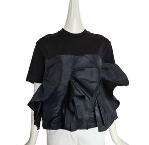 ALEXANDER MCQUEEN BLACK RUFFLE CROPPED TOP (40)