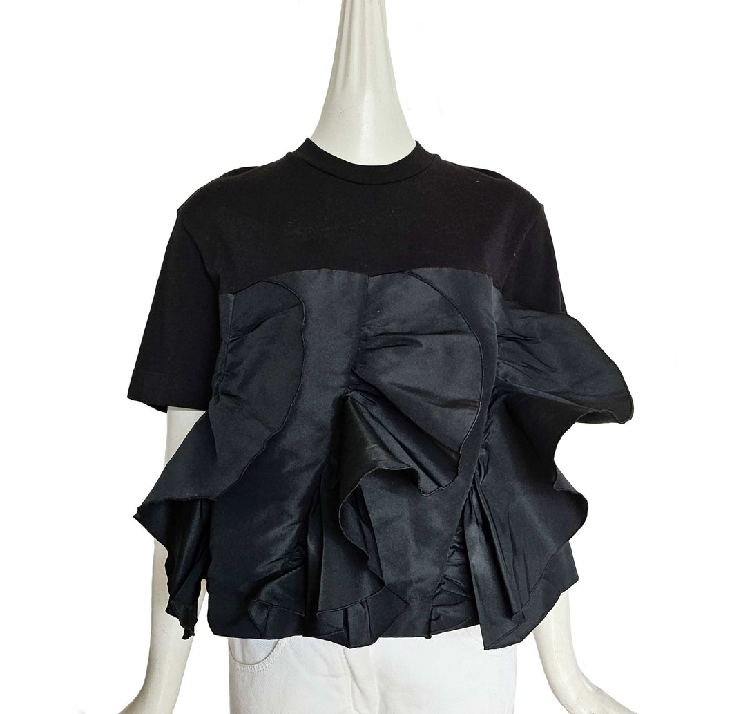 ALEXANDER MCQUEEN BLACK RUFFLE CROPPED TOP (40)
