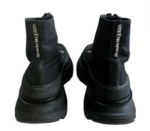 ALEXANDER MCQUEEN BLACK TREAD SLICK HI TOP SNEAKERS (39)