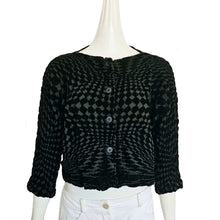 ME ISSEY MIYAKE BLACK/GREEN DIAMOND PRINT CAULIFLOWER JACKET