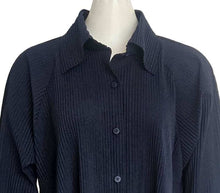 ME ISSEY MIYAKE NAVY PLEATED A-LINE LONG SHIRT JACKET