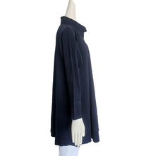 ME ISSEY MIYAKE NAVY PLEATED A-LINE LONG SHIRT JACKET