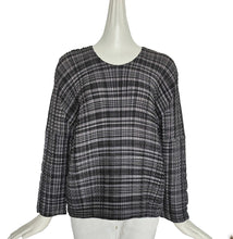 ISSEY MIYAKE ME GREY PLAID PLEATED TOP (ONE SIZE)