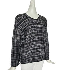 ISSEY MIYAKE ME GREY PLAID PLEATED TOP (ONE SIZE)