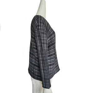 ISSEY MIYAKE ME GREY PLAID PLEATED TOP (ONE SIZE)