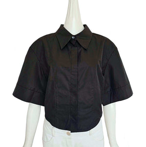 MINJUKIM BLACK CORSET CROPPED SHIRT (40)