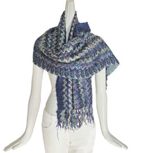 MISSONI BLUE/BURGUNDY/GREEN WOOL BLEND MULTICOLOR SCARF