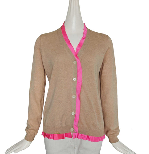 MIU MIU BEIGE CARDIGAN WITH PINK TRIM (42)