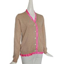 MIU MIU BEIGE CARDIGAN WITH PINK TRIM (42)
