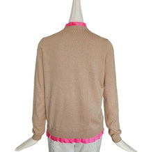 MIU MIU BEIGE CARDIGAN WITH PINK TRIM (42)