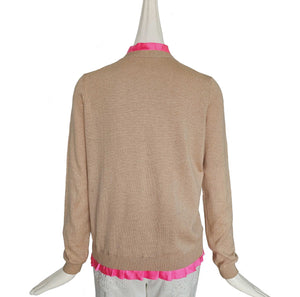 MIU MIU BEIGE CARDIGAN WITH PINK TRIM (42)