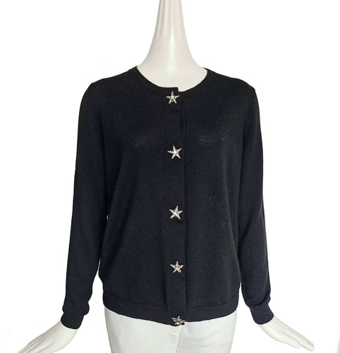 MIU MIU BLACK CRYSTL STAR BUTTON CARDIGAN (42)