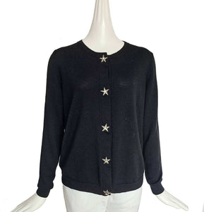 MIU MIU BLACK CRYSTL STAR BUTTON CARDIGAN (42)