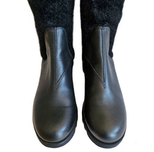 MIU MIU BLACK MOHAIR AND LEATHER TALL BOOTS (39)