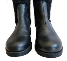 MIU MIU BLACK MOHAIR AND LEATHER TALL BOOTS (39)