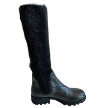 MIU MIU BLACK MOHAIR AND LEATHER TALL BOOTS (39)