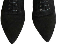MIU MIU BLACK SUEDE LACEUP ANKLE BOOTS (39)