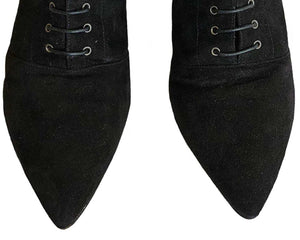 MIU MIU BLACK SUEDE LACEUP ANKLE BOOTS (39)