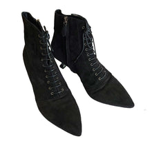 MIU MIU BLACK SUEDE LACEUP ANKLE BOOTS (39)