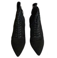 MIU MIU BLACK SUEDE LACEUP ANKLE BOOTS (39)