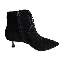 MIU MIU BLACK SUEDE LACEUP ANKLE BOOTS (39)