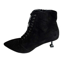 MIU MIU BLACK SUEDE LACEUP ANKLE BOOTS (39)