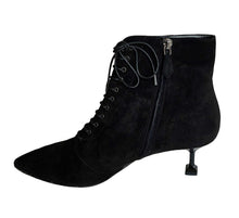MIU MIU BLACK SUEDE LACEUP ANKLE BOOTS (39)