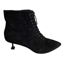 MIU MIU BLACK SUEDE LACEUP ANKLE BOOTS (39)