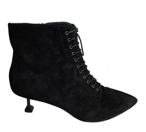 MIU MIU BLACK SUEDE LACEUP ANKLE BOOTS (39)