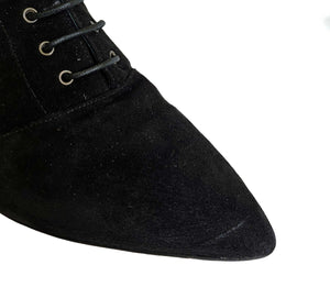MIU MIU BLACK SUEDE LACEUP ANKLE BOOTS (39)
