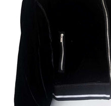 MIU MIU BLACK VELVET CROPPED LOGO HOODED JACKET (40)