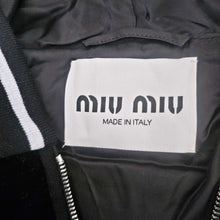 MIU MIU BLACK VELVET CROPPED LOGO HOODED JACKET (40)