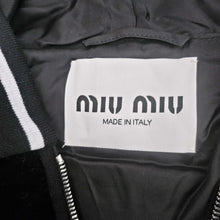 MIU MIU BLACK VELVET CROPPED LOGO HOODED JACKET (40)