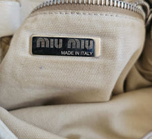 MIU MIU BEIGE FLOWER EMBELLISHMENT CANVAS TOTE BAG