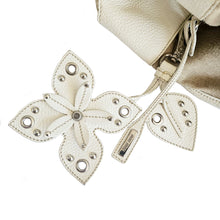 MIU MIU BEIGE FLOWER EMBELLISHMENT CANVAS TOTE BAG