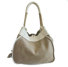 MIU MIU BEIGE FLOWER EMBELLISHMENT CANVAS TOTE BAG