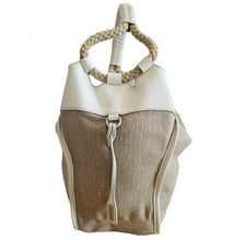MIU MIU BEIGE FLOWER EMBELLISHMENT CANVAS TOTE BAG